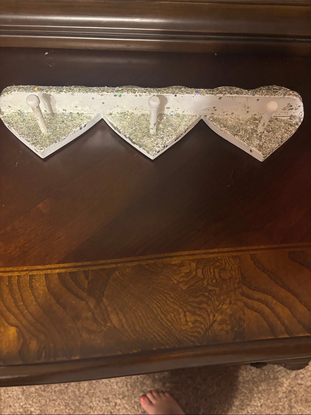 Silver Glitter Heart Wall Hook - Home Wall Decor